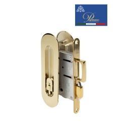 Дверная ручка PORTUNO для раздвижных дверей с замком. Стиль модерн Артикул S.03.06 PVD Полированное золото