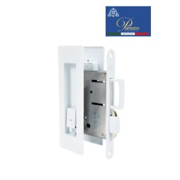 Дверная ручка PORTUNO для раздвижных дверей с замком. Стиль модерн Артикул S.04.04 Белый