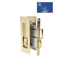 Дверная ручка PORTUNO для раздвижных дверей с замком. Стиль модерн Артикул S.04.06 PVD Полированное золото