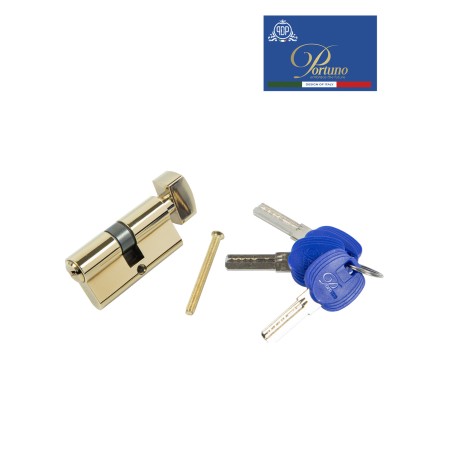 Цилиндровый механизм PORTUNO. Арт.CS60.06, 60м. (30+30), Цвет, PVD Полированное золото. ключ-вертушка