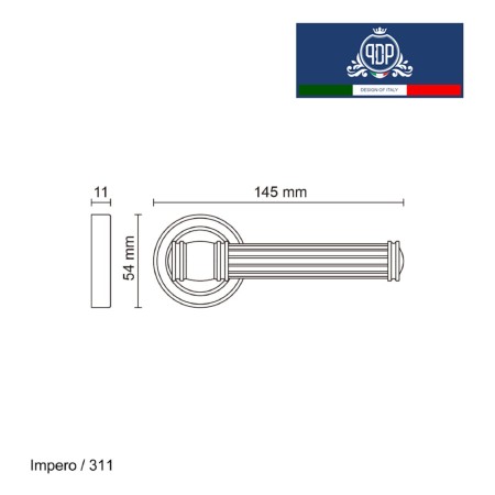 Дверная ручка на розетке Portuno Impero 311.07 Матовое золото