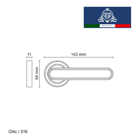 Дверная ручка на розетке Portuno Chic 316.07 Матовое золото