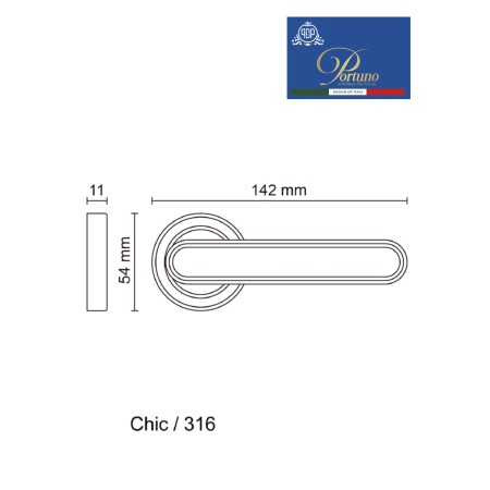 Дверная ручка на розетке Portuno Chic 316.06 PVD Полированное золото
