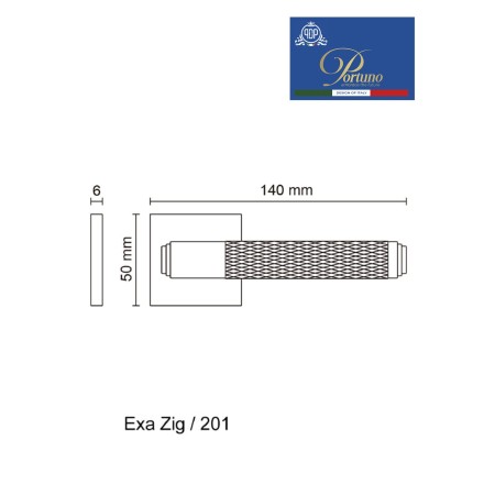 Дверная ручка на розетке Portuno Exa Zig 201.01 Полированный хром