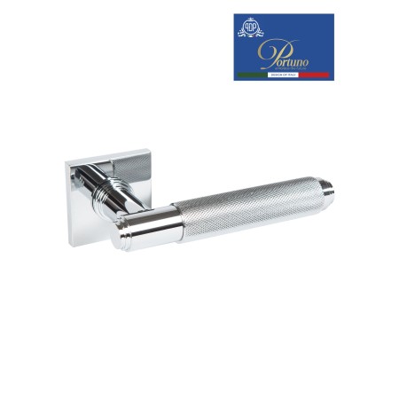 Дверная ручка на розетке Portuno Exa Zig 201.01 Полированный хром