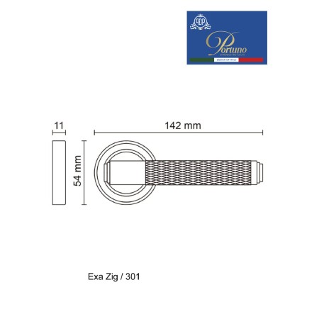 Дверная ручка на розетке Portuno Exa Zig 301.11 Матовый кофе