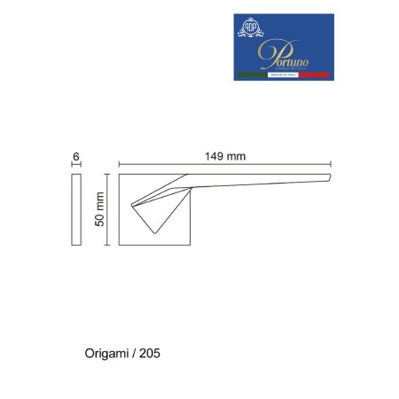 Дверная ручка на розетке Portuno Origami 205.02 Матовый хром