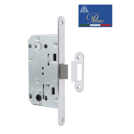 Дверной замок-защелка бесшумный сантехнический Portuno PP-WC.09.01 Полированный хром