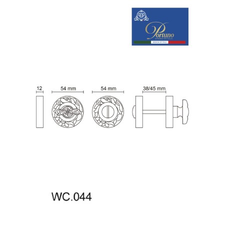 Ручка поворотная Portuno WC.044 PVD Полированное золото WC.044.06 (WC фиксатор)